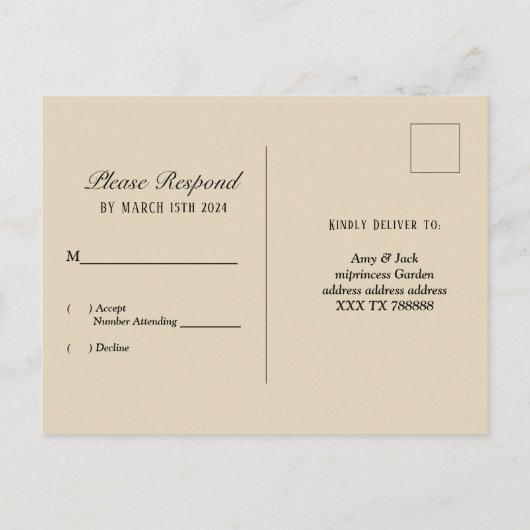 1920-bladermeisje gatsby RSVP Uitnodiging Briefkaart (Achterkant)