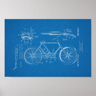 1920  blauwdruk voor fietspatronen afdrukken poster