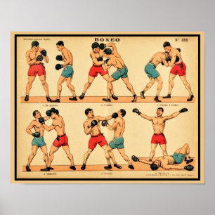 1920 Boxer Stance en stoten Poster