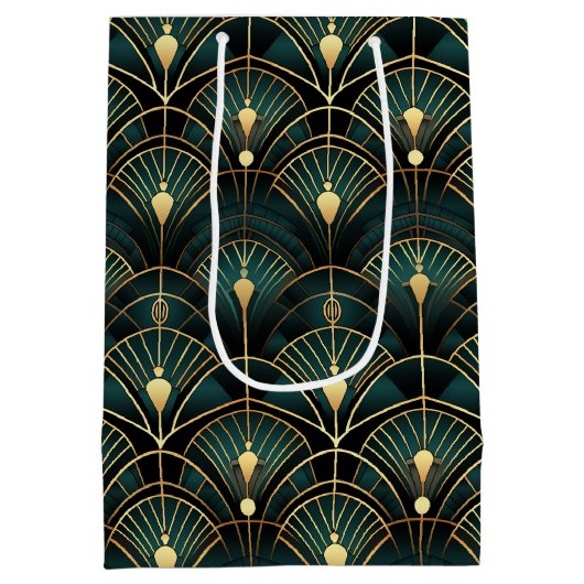 1920 Emerald en goud art deco Medium Cadeauzakje (Achterkant)