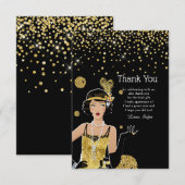 1920 flapper girl gatsby , Art Deco Bedankkaart (Voorkant / Achterkant)
