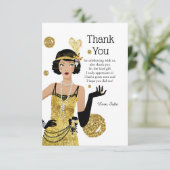 1920 flapper girl gatsby , Art Deco Bedankkaart (Staand voorkant)