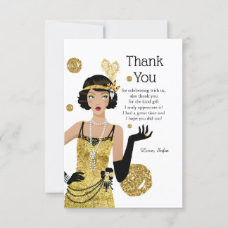 1920 flapper girl gatsby , Art Deco Bedankkaart
