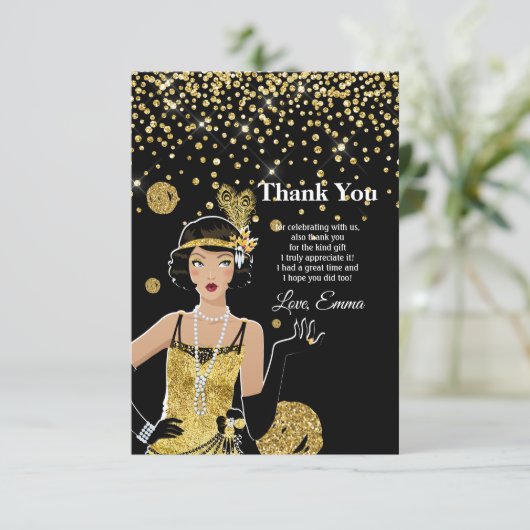 1920 flapper girl gatsby , Art Deco Kaart (Staand voorkant)