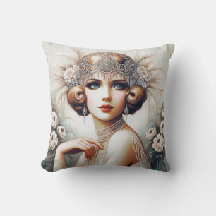 1920 Flapper Girl Portret Kussen