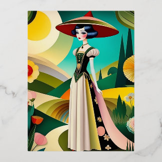 1920. Haute couture mode Folie Feestdagen Briefkaart