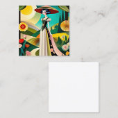 1920. Haute couture  mode Vierkante Visitekaartje (Voorkant / Achterkant)