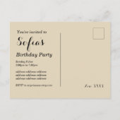 1920 invitation flapper girl, fête d'anniversaire (Dos)