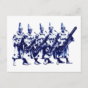 1920 Jazz Clowns, blauw Briefkaart