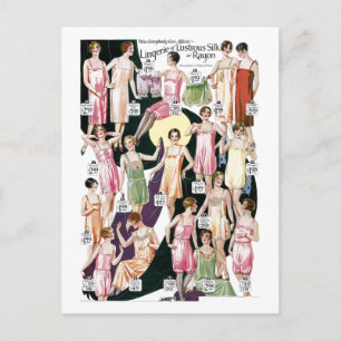 1920 Lustrooster Lingerie en Etiket Briefkaart