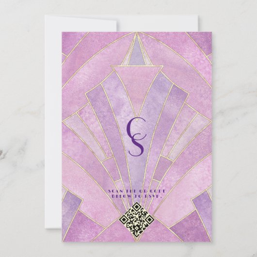 1920 Luxe Art Deco Gatsby Mode Monogram Bruiloft Kaart (Achterkant)