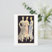 1920 Mode Schets van avondjurken Briefkaart (Staand voorkant)