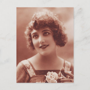 1920 Mooie vrouw gezicht Portret Briefkaart