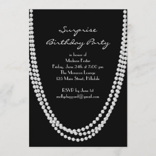 1920 Pearl Surprise verjaardagsfeestje uitnodiging