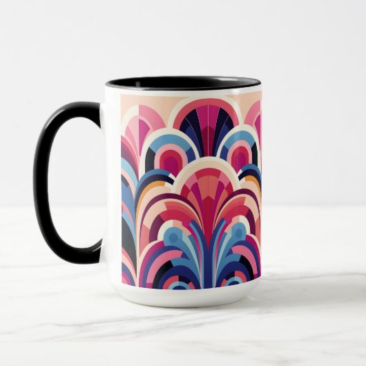 1920 Retro Art Deco Roze, Paarse, Blauw Modern Mok (Links)