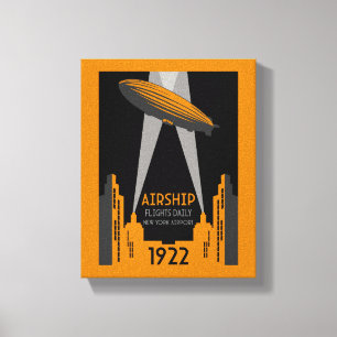 1920 Retro luchtschip reizen Canvas Afdruk