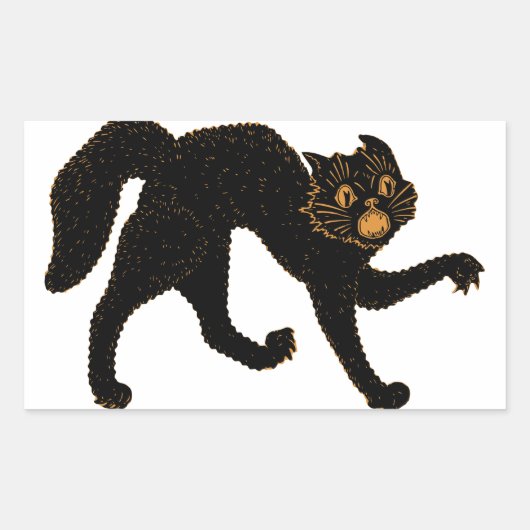 1920 Scary Black Cat Rechthoekige Sticker (Voorkant)