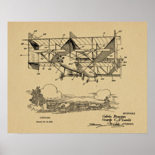 1920  tekening van de patenttekening van het vlieg poster