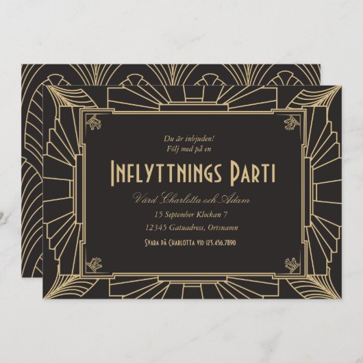 1920-teman inflyttningsfest inbjudan kaart (Voorkant / Achterkant)