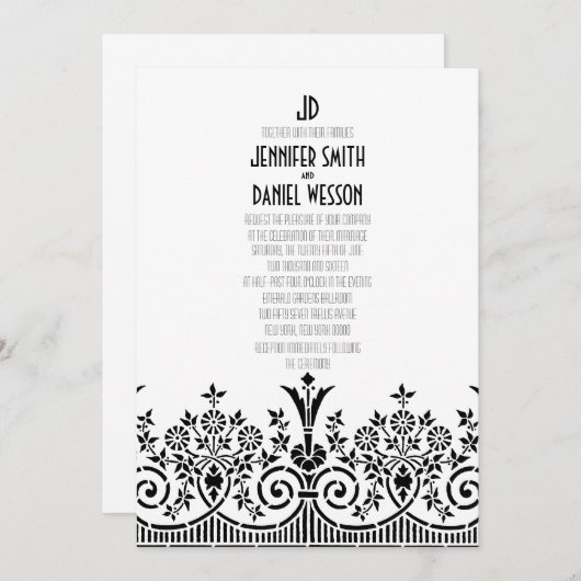 1920 Theme Faire-part de mariage (Devant / Derrière)