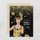 1920 - uitnodiging van het flapper - meisje , gats (Voorkant / Achterkant)