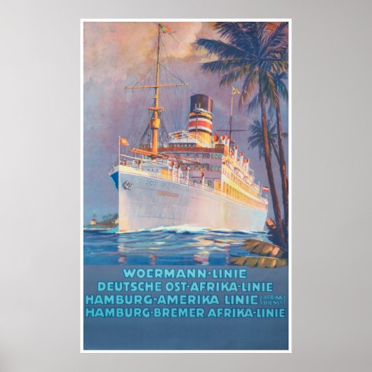  1920 Woermann-Linie Duitsland Reizen Poster (Voorkant)