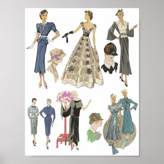 1920s 1930s mode modellen kleding flapper meisjes poster (Voorkant)