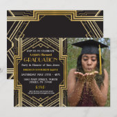 1920s Art Deco Afstuderen Foto Gatsby Party Gold Kaart (Voorkant / Achterkant)