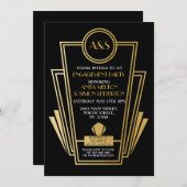 1920s Art Deco Engagement Party Nodig Gatsby Gold  Kaart (Voorkant / Achterkant)