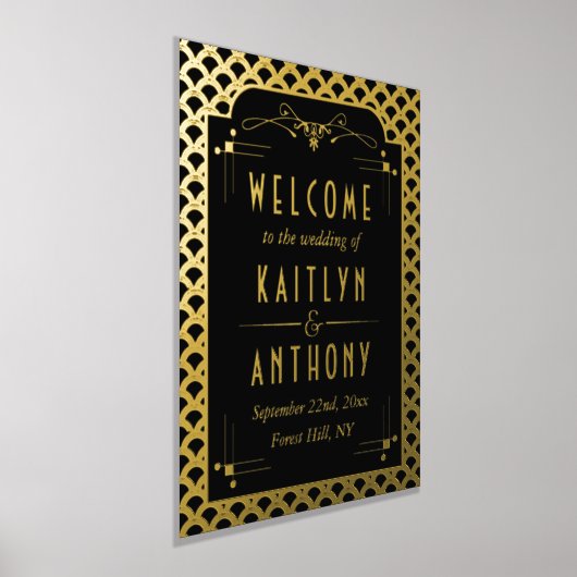  1920's Art Deco Gatsby Bruiloft Welkom Folie Afdrukken (Laagn)
