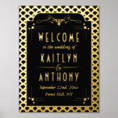 1920's Art Deco Gatsby Bruiloft Welkom Folie Afdrukken (Voorkant)