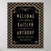  1920's Art Deco Gatsby Bruiloft Welkom Poster (Voorkant)