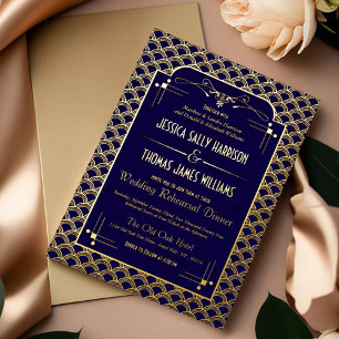  1920's Art Deco Gatsby trouwrepetitie Folie Uitnodiging