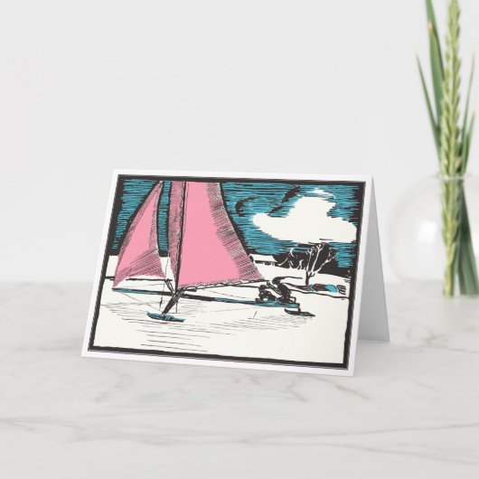 1920's Art Deco Holiday Ice Sailing Kaart Design (Voorkant)