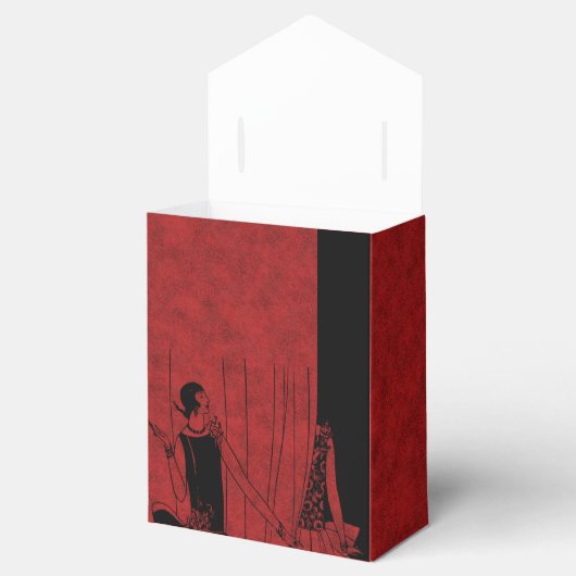 1920s Art Deco Mode Show Rood en Zwart Bedankdoosjes (Geopend)
