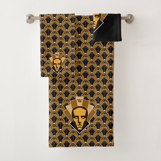 1920s Art Deco Standbeeld Crest & Bronzen Finals Bad Handdoek (Insitu)
