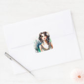 1920s Art Deco Woman Vierkante Sticker (Envelop)