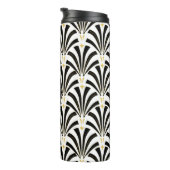 1920s Art Deco Zwart-wit Palmettos | Monogram Thermosbeker (Geroteerd rechts)