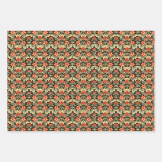 1920s Art Nouveau Geraniums - Bloemen Inpakpapier Vel (Voorkant 3)