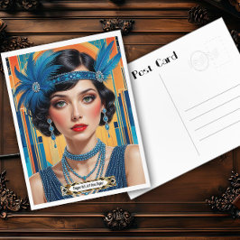 1920s Cocktail Elegance Flapper Girl Briefkaart