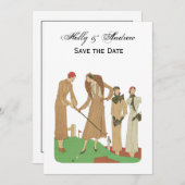 1920s Dames Spelen Golf Franse Mode Kaart (Voorkant / Achterkant)