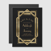  1920s Deco Zwart Goud Save the Date (Voorkant / Achterkant)