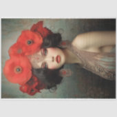 1920's Flapper Beauty, Poppies Portret Art Tissuepapier (Voorkant)