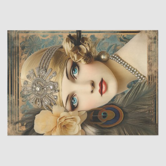 1920's Flapper Girl Art Deco Tissuepapier (Voorkant)