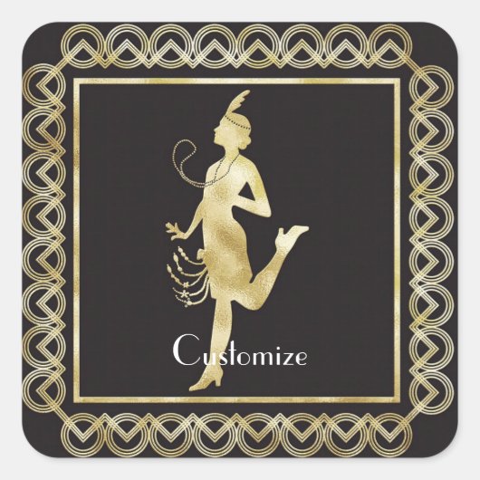 1920's Flapper Girl Thunder_Cove Vierkante Sticker (Voorkant)