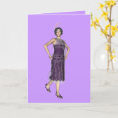 1920s Flapper Greeting Kaart (Gele Bloem)