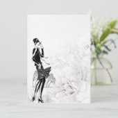 1920s Flapper Jurk Zwart-wit Bedankkaart (Staand voorkant)