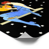  1920's Flapper Lady Moon Stars Red Hair Poster (Hoek)