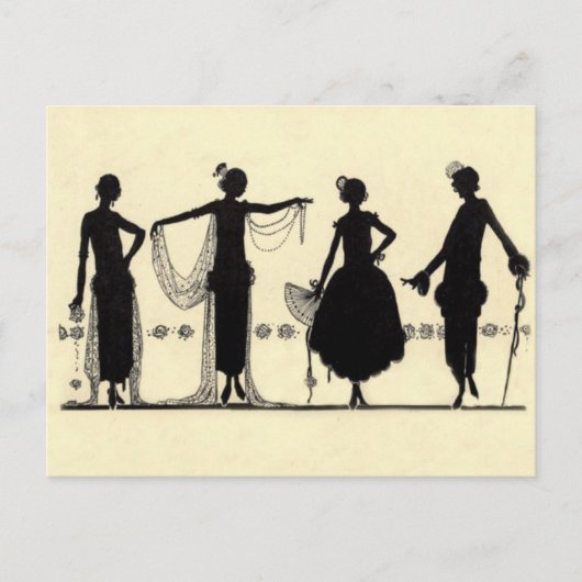 1920's Flapper Mode Silhouette Briefkaart (Voorkant)