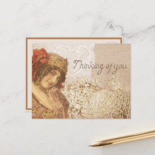  1920s Flapper Thinking of You Briefkaart